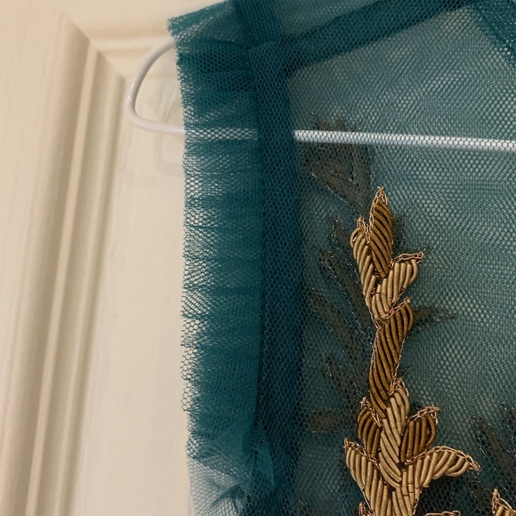 🔥HOST PICK🔥 Teal and Gold Applique Dress, size 0-2 (Stunning statement dress) - Picture 5 of 14